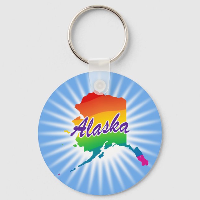Porte-clés État Arc-En-Ciel De L'Alaska (Recto)