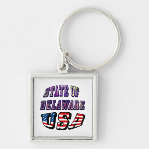 Porte-clés Etat du Delaware USA Photo & Flag Text