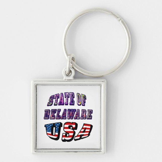 Porte-clés Etat du Delaware USA Photo & Flag Text (Devant)