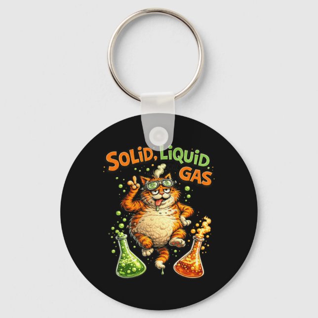 Porte-clés États de physique de chat drôle de solide liquide  (Recto)