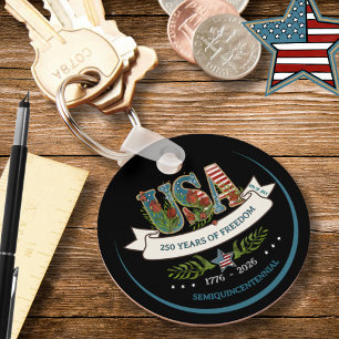 Porte-clés États-Unis 250 Ans de Liberté Botanique 4 Juillet