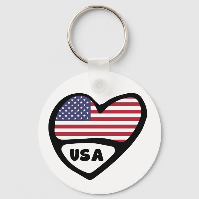 Porte-clés États-Unis Code Pays Drapeau Clavier Coeur États-U (Recto)