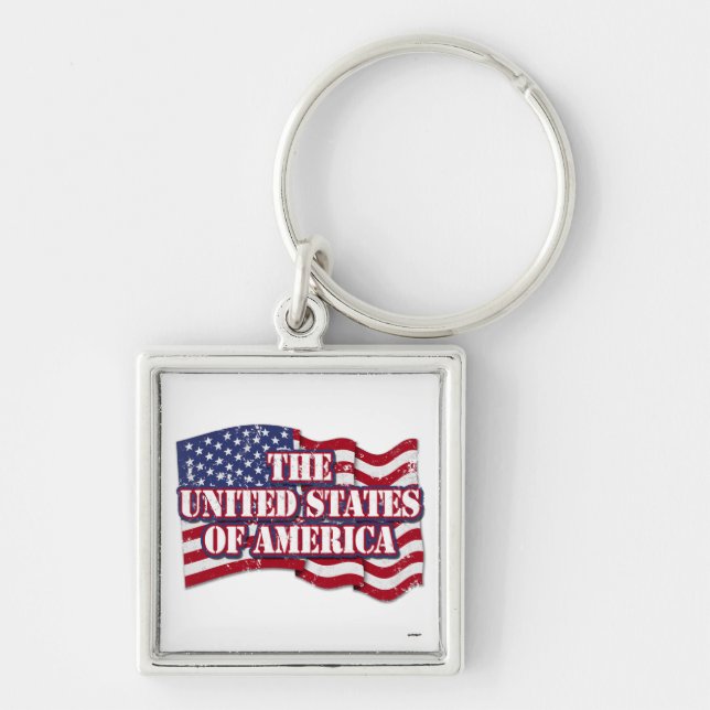 Porte-clés États-Unis d'Amérique avec drapeau en détresse (Devant)