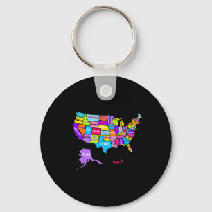 Porte-clés États-Unis D'Amérique Carte Colorée Avec État N