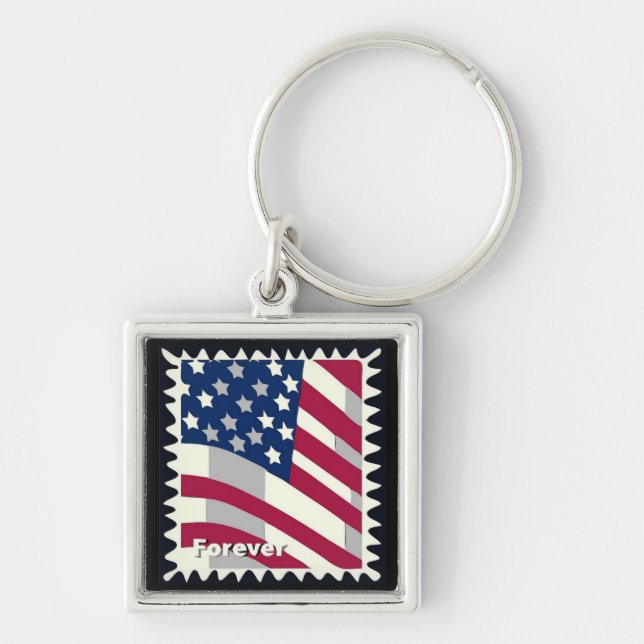 PORTE-CLÉS ÉTATS-UNIS D'AMÉRIQUE DRAPEAU FOREVER STAMP (Devant)