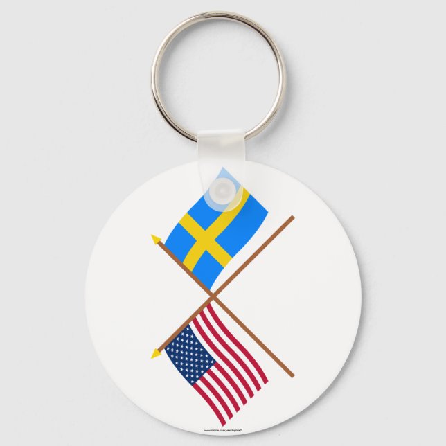 Porte-clés États-Unis et Suède Drapeaux croisés (Recto)