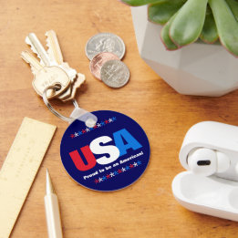 Porte-clés États-Unis Rouge Blanc Bleu Fier d'être un América