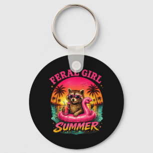 Porte-clés Été de fille sauvage plage style raton laveur