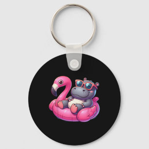 Porte-clés Été drôle Hippopotame Rose Fête de Piscine Été Haw