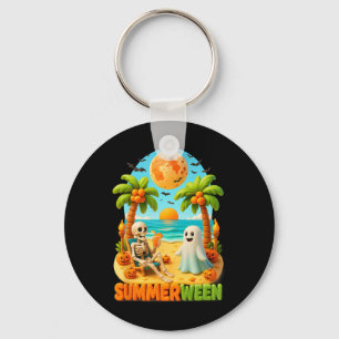 Porte-clés Eté entre Skeleton Ghost Beach Palm Halloween Su