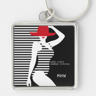 Porte-clés Été Femme monogramme personnalisé grand porte - cl