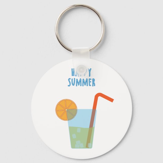 Porte-clés Été Heureux Avec Un Cocktail (Recto)