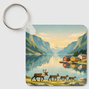 Porte-clés Été nordique – Voyages vintage dans les fjords sca