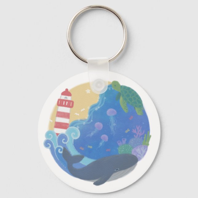 Porte-clés Été Ocean Whale Turtle & Lighthouse (Recto)