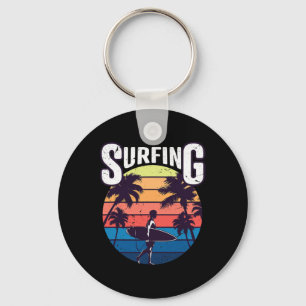 Porte-clés Été Vintage Surf Surfing Surfeurs Plage Palmier