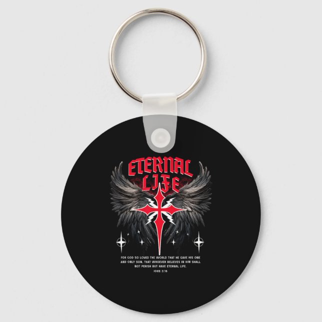 Porte-clés Eternal Jesus Cross Gothic Punk Life Nu Goth Bible (Recto)