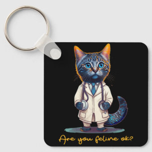 Porte-clés Êtes-Vous Feline Ok Anthropomorphique Chat Infirmi