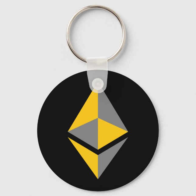 Porte-clés Ethereum ETH Gray & Gold Logo | Basic Keychain (Recto)