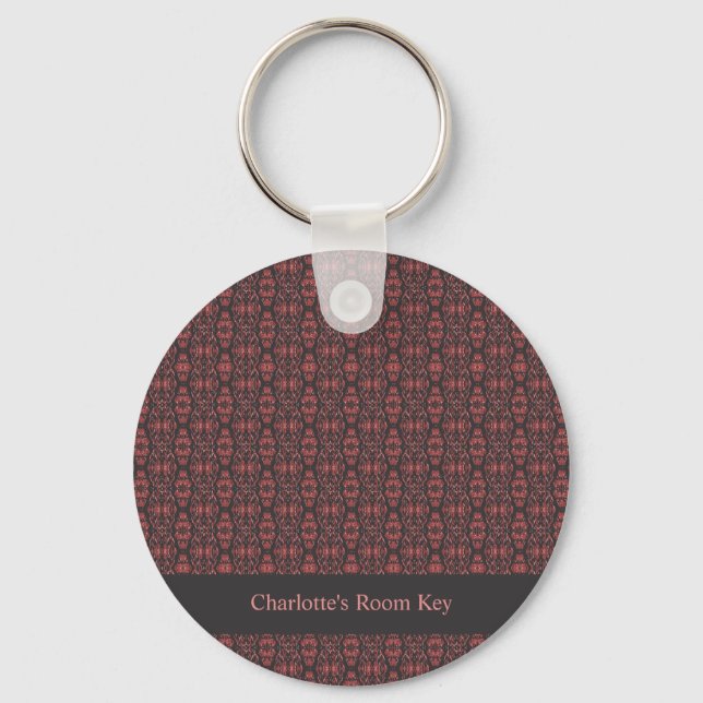 Porte-clés Ethnic Boho Antique Motif Brown rose rouge (Recto)