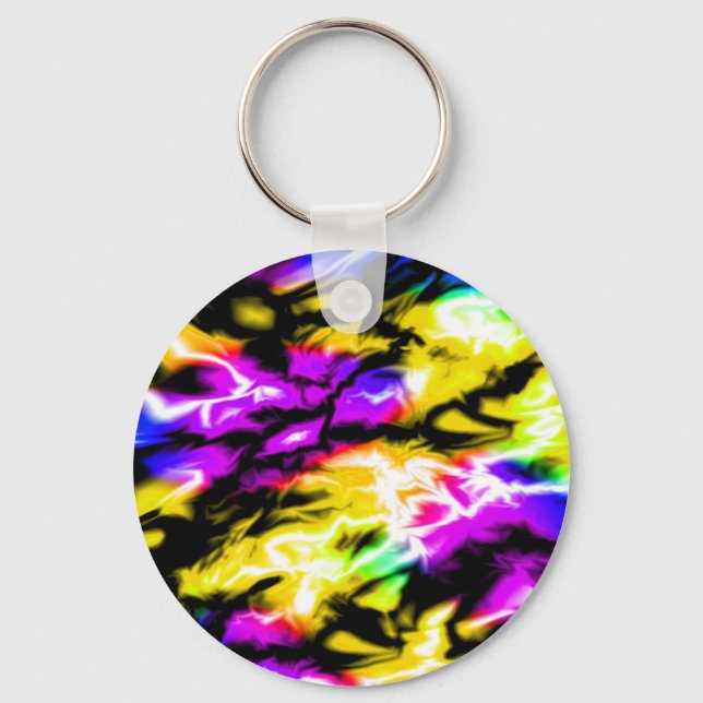 Porte-clés Étincelle Jaune Bleu Bleu Funky brillant (Recto)
