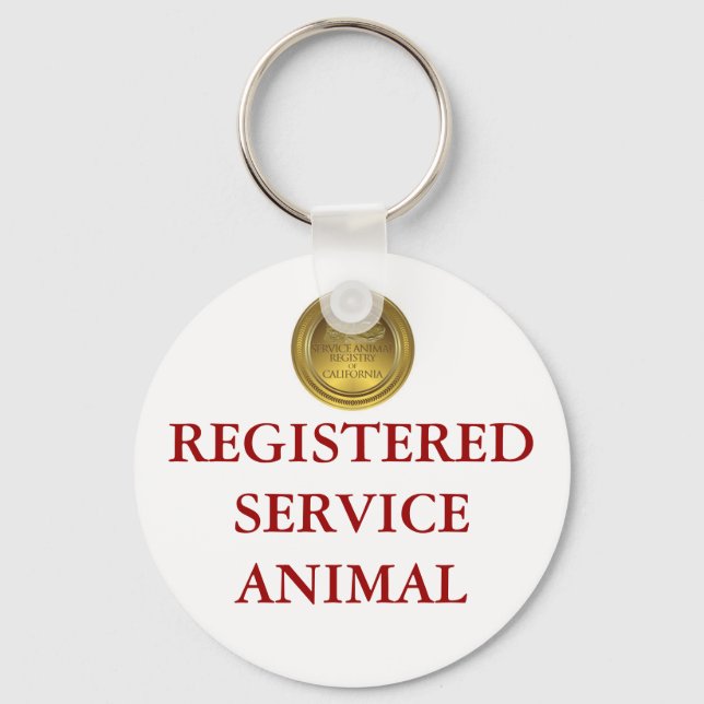 Porte-clés Étiquette d'animal de service enregistré (Recto)