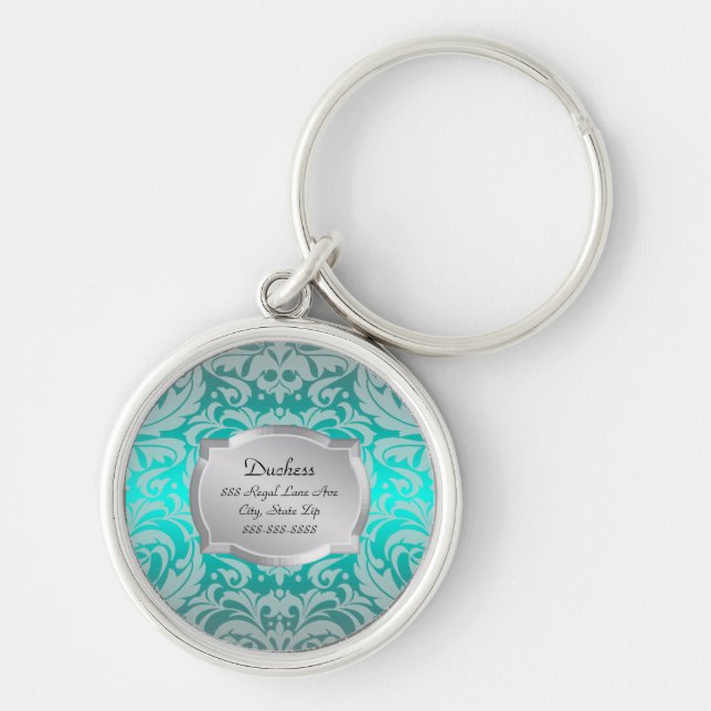 Porte-clés Étiquette d'animal familier de duchesse Teal (Devant)