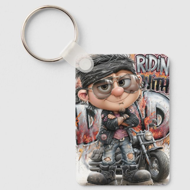 Porte-clés Étiquette de biker papa chopper (Recto)