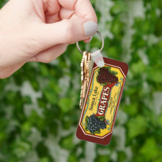 Porte-clés Étiquette de caisse de fruits vintage, raisins du