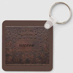 Porte-clés Étiquette de cartable personnalisée en cuir brûlé