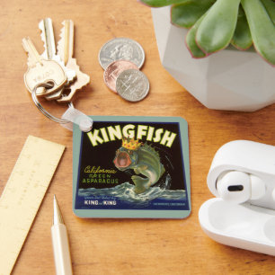Porte-clés Étiquette de produit en conserve vintage, Kingfish