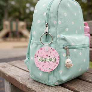 Porte-clés Étiquette de sac scolaire personnalisée fille à ru