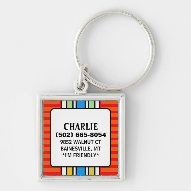 Porte-clés Étiquette d'identification de chien - rouge avec (Devant)