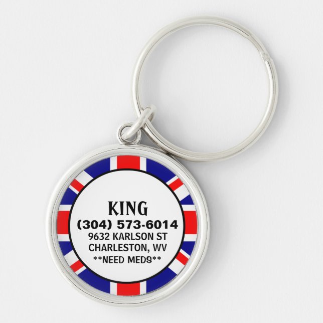 Porte-clés Étiquette d'identification de chien - Union Jack (Devant)