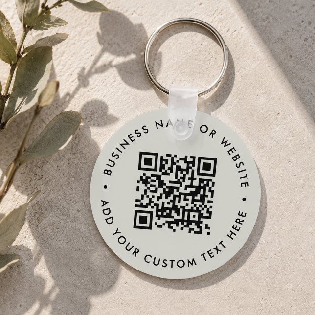 Porte-clés | Étiquette promotionnelle d'entreprise (Interactive editable QR code keychains to promote your business, products or services.)