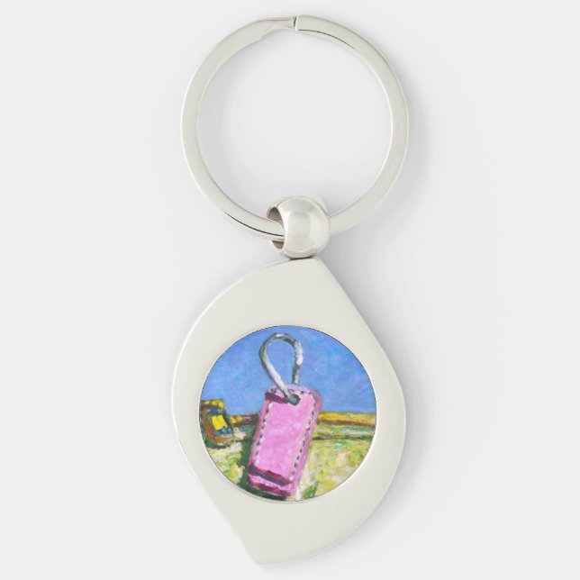 Porte-clés Étiquette Rose (Devant)