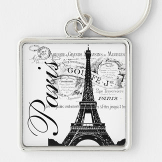 Porte-clés Étiquette vintage de Paris et de Tour Eiffel