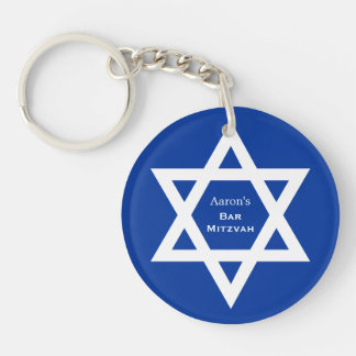 Porte-clés Étoile de David Bar Mitzvah bleu