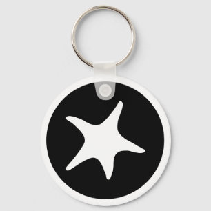 Porte-clés Étoile de mer en noir et blanc
