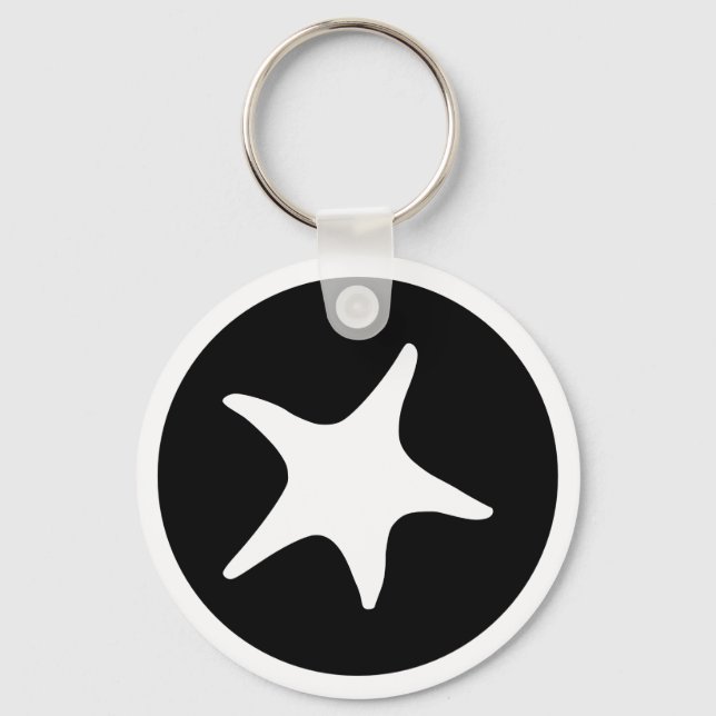 Porte-clés Étoile de mer en noir et blanc (Recto)