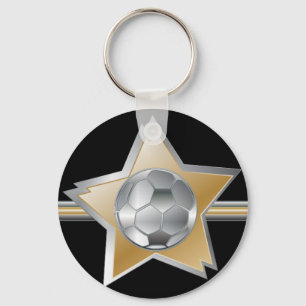 Porte-clés Étoile d'or et argentée de ballon de football