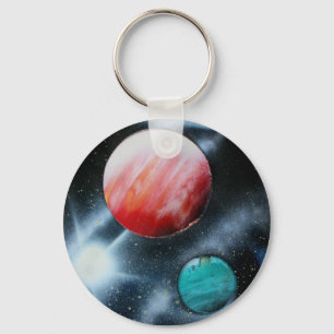 Porte-clés Étoile verte rouge de planètes et de blanc