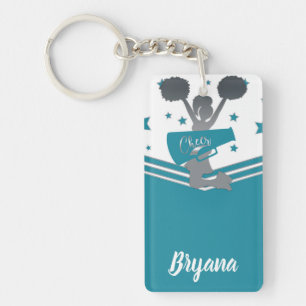 Porte-clés Étoiles Argentées de Teal Personnalisées de Cheer-