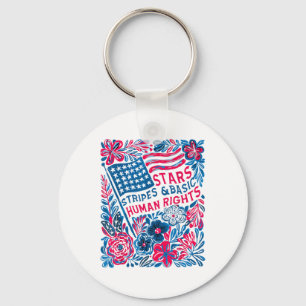 Porte-clés Étoiles Bandes Droits De L'Homme 4 Juillet Floral