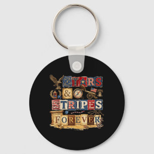 Porte-clés Étoiles Bandes Pour Toujours Patriotique Américain
