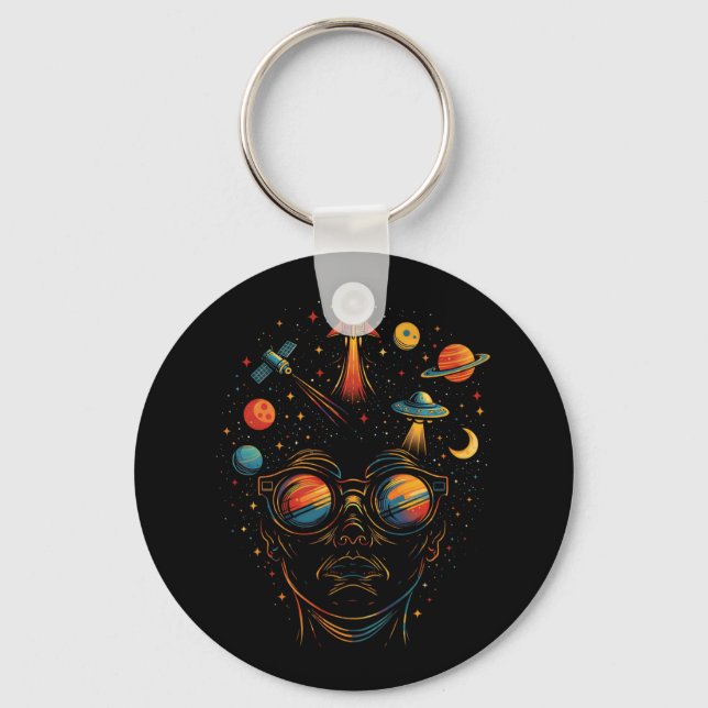Porte-clés Étoiles dans mes yeux Psychedelic Space Sci-Fi & C (Recto)