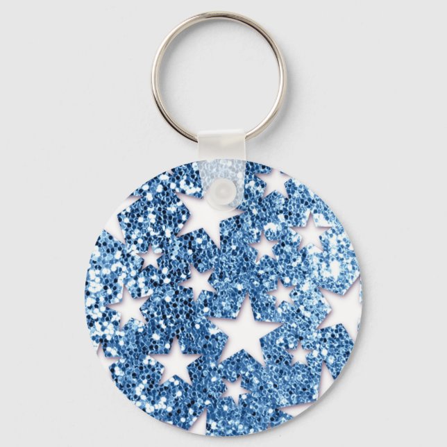 Porte-clés Etoiles de Parties scintillant bleue (Recto)