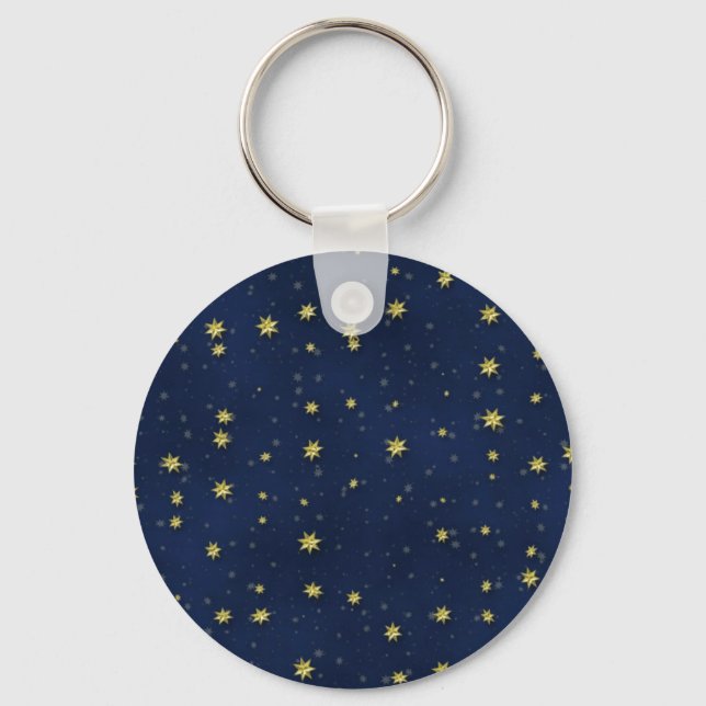 Porte-clés Étoiles d'or sur la série de cadeaux de champ bleu (Recto)