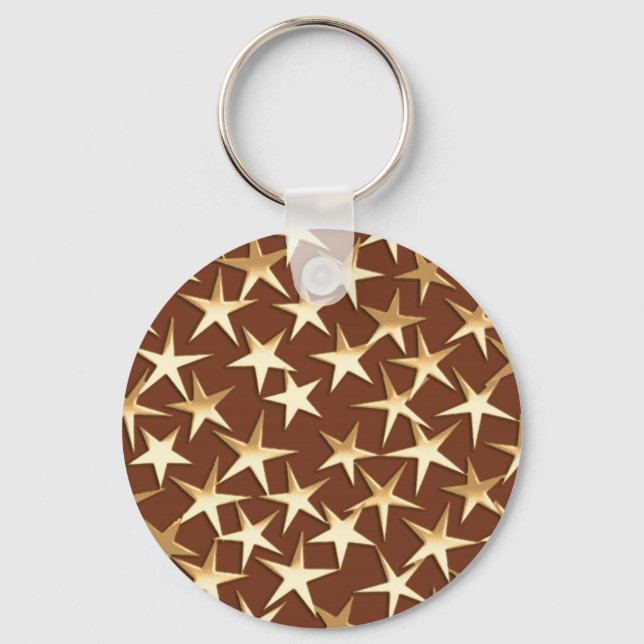 Porte-clés étoiles or sur chocolat brun (Recto)