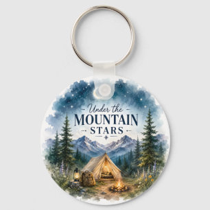 Porte-clés Étoiles sous la montagne Camping Nuit Montagne