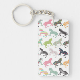 Porte-clés Étonnant cheval cool tendance motif, vintage fleu